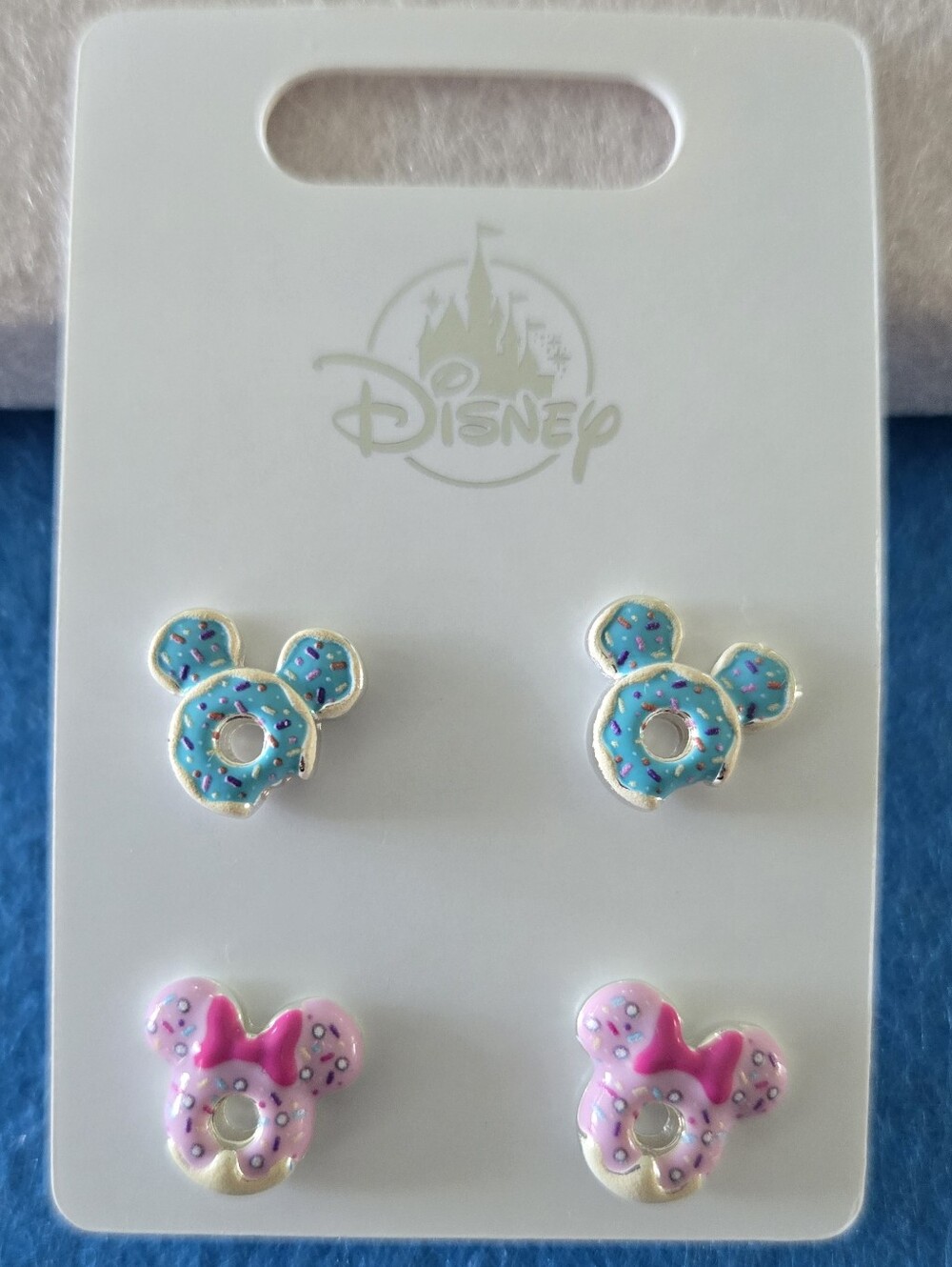 Mickey & Minnie Donut Stud Earrings - Turquoise and Pink
